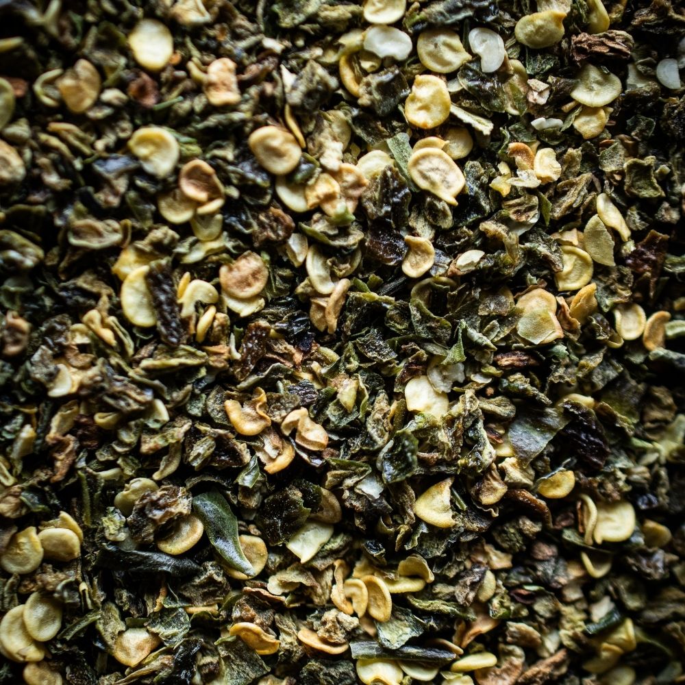 Detailaufnahme Jalapeno grn, geschrotet