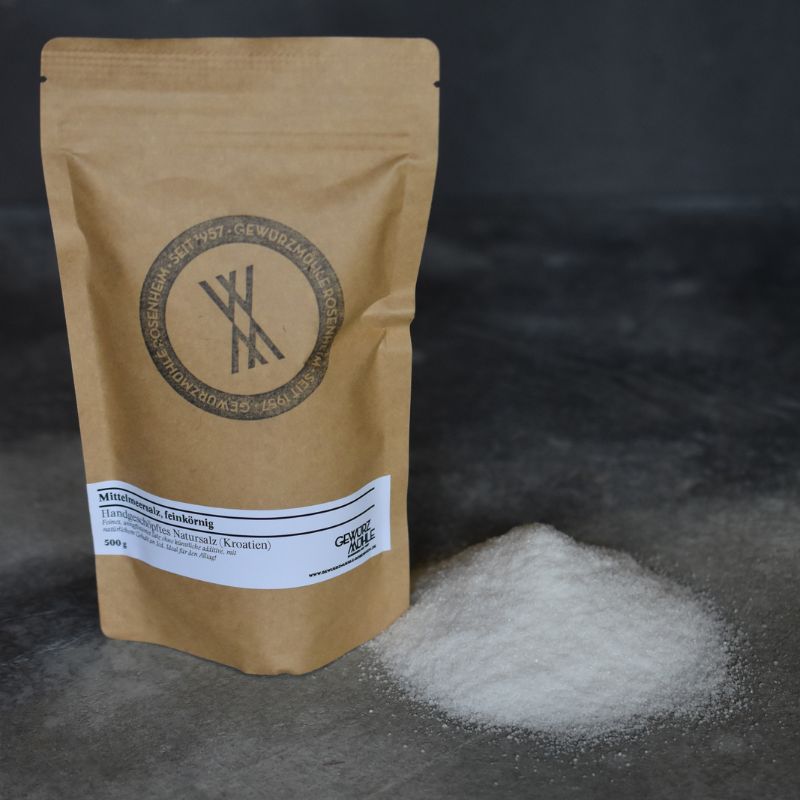 Mittelmeersalz, feinkörnig - widerverschließbarer Gewürzbeutel