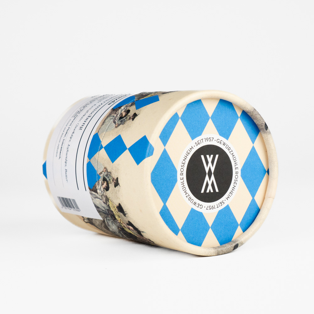 Obazda Gewürzmischung - Gewürzdose liegend im bayerischen Design